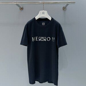 Loewe Two-Tone Print Double L Logo Short-Sleeve Top